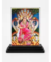 Manasa Devi Acrylic Car Dashboard Showpiece | Double-Sided Manasa Devi Photo Stand | 3 X 4 Inch Photo | Transparent Acrylic Frame With Black Base | Car Dashboard, Office & Table Decor (F71004)