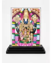 Tirupati Balaji Acrylic Car Dashboard Showpiece | Double-Sided Tirupati Balaji Photo Stand | 3 X 4 Inch Photo | Transparent Acrylic Frame With Black Base | Car Dashboard, Office & Table Decor (F71005)