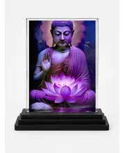 Goutam Buddha Acrylic Car Dashboard Showpiece | Double-Sided Goutam Buddha Photo Stand | 3 X 4 Inch Photo | Transparent Acrylic Frame With Black Base | Car Dashboard, Office & Table Decor (F71010)
