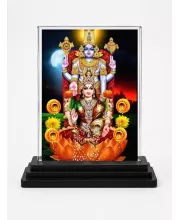 Lord Ganesha Acrylic Car Dashboard Showpiece | Double-Sided Lord Ganesha Photo Stand | 3 X 4 Inch Photo | Transparent Acrylic Frame With Black Base | Car Dashboard, Office & Table Decor (F71012)