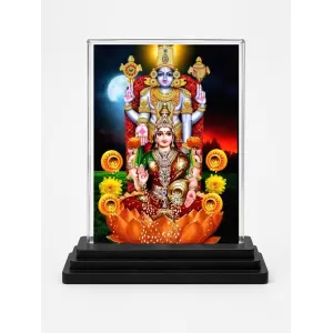 Lord Ganesha Acrylic Car Dashboard Showpiece | Double-Sided Lord Ganesha Photo Stand | 3 X 4 Inch Photo | Transparent Acrylic Frame With Black Base | Car Dashboard, Office & Table Decor (F71012)