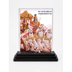 Shree Krishna And Arjuna Acrylic Car Dashboard Showpiece | Double-Sided Shree Krishna And Arjuna Photo Stand | 3 X 4 Inch Photo | Transparent Acrylic Frame With Black Base | Car Dashboard, Office & Table Decor (F71016) Shree Krishna And Arjuna Acrylic Car Dashboard Showpiece | Double-Sided Shree Krishna And Arjuna Photo Stand | 3 X 4 Inch Photo | Transparent Acrylic Frame With Black Base | Car Dashboard, Office & Table Decor (F71016)