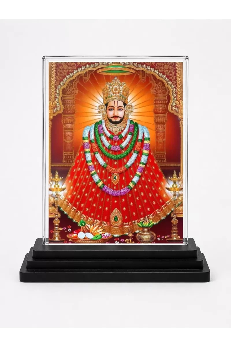Hanuman Acrylic Car Dashboard Showpiece | Double-Sided Hanuman Photo Stand | 3 X 4 Inch Photo | Transparent Acrylic Frame With Black Base | Car Dashboard, Office & Table Decor (F71017)