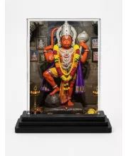 Hanuman Acrylic Car Dashboard Showpiece | Double-Sided Hanuman Photo Stand | 3 X 4 Inch Photo | Transparent Acrylic Frame With Black Base | Car Dashboard, Office & Table Decor (F71018)