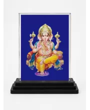Lord Ganesha Acrylic Car Dashboard Showpiece | Double-Sided Lord Ganesha Photo Stand | 3 X 4 Inch Photo | Transparent Acrylic Frame With Black Base | Car Dashboard, Office & Table Decor (F71022)