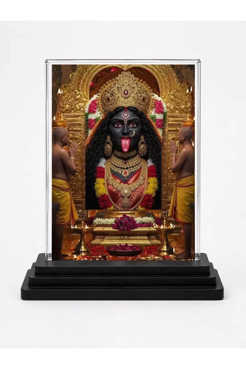 Kali Acrylic Car Dashboard Showpiece | Double-Sided Kali Photo Stand | 3 X 4 Inch Photo | Transparent Acrylic Frame With Black Base | Car Dashboard, Office & Table Decor (F71023)
