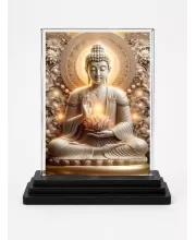 Gautama Buddha Acrylic Car Dashboard Showpiece | Double-Sided Gautama Buddha Photo Stand | 3 X 4 Inch Photo | Transparent Acrylic Frame With Black Base | Car Dashboard, Office & Table Decor (F71026)