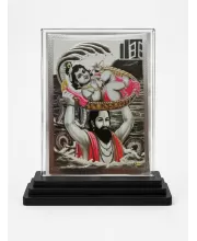 Vasudeva And Shree Krishna Acrylic Car Dashboard Showpiece | Double-Sided Vasudeva And Shree Krishna Photo Stand | 3 X 4 Inch Photo | Transparent Acrylic Frame With Black Base | Car Dashboard, Office & Table Decor (F71032)