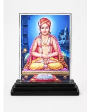 Shree Ramkrishna Acrylic Car Dashboard Showpiece | Double-Sided Shree Ramkrishna Photo Stand | 3 X 4 Inch Photo | Transparent Acrylic Frame With Black Base | Car Dashboard, Office & Table Decor (F71038)