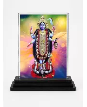 Goddess Kali Acrylic Car Dashboard Showpiece | Double-Sided Goddess Kali Photo Stand | 3 X 4 Inch Photo | Transparent Acrylic Frame With Black Base | Car Dashboard, Office & Table Decor (F71039)