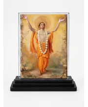 Shree Krishna Acrylic Car Dashboard Showpiece | Double-Sided Shree Krishna Photo Stand | 3 X 4 Inch Photo | Transparent Acrylic Frame With Black Base | Car Dashboard, Office & Table Decor (F71040)