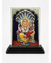 Narasimha Acrylic Car Dashboard Showpiece | Double-Sided Narasimha Photo Stand | 3 X 4 Inch Photo | Transparent Acrylic Frame With Black Base | Car Dashboard, Office & Table Decor (F71042)