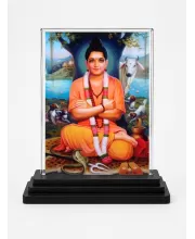 Lord Murugan Acrylic Car Dashboard Showpiece | Double-Sided Lord Murugan Photo Stand | 3 X 4 Inch Photo | Transparent Acrylic Frame With Black Base | Car Dashboard, Office & Table Decor (F71043)