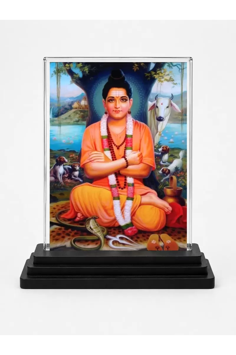 Lord Murugan Acrylic Car Dashboard Showpiece | Double-Sided Lord Murugan Photo Stand | 3 X 4 Inch Photo | Transparent Acrylic Frame With Black Base | Car Dashboard, Office & Table Decor (F71043)