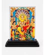 Narasimha Acrylic Car Dashboard Showpiece | Double-Sided Narasimha Photo Stand | 3 X 4 Inch Photo | Transparent Acrylic Frame With Black Base | Car Dashboard, Office & Table Decor (F71044)