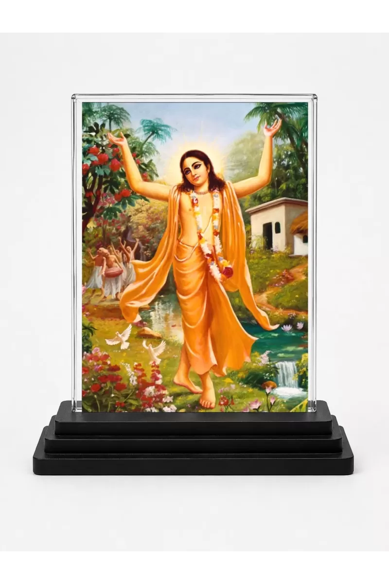 Shree Krishna Acrylic Car Dashboard Showpiece | Double-Sided Shree Krishna Photo Stand | 3 X 4 Inch Photo | Transparent Acrylic Frame With Black Base | Car Dashboard, Office & Table Decor (F71045)