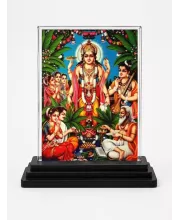 Lord Vishnu Acrylic Car Dashboard Showpiece | Double-Sided Lord Vishnu Photo Stand | 3 X 4 Inch Photo | Transparent Acrylic Frame With Black Base | Car Dashboard, Office & Table Decor (F71050)