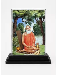 Maharishi Mahesh Yogi Acrylic Car Dashboard Showpiece | Double-Sided Maharishi Mahesh Yogi Photo Stand | 3 X 4 Inch Photo | Transparent Acrylic Frame With Black Base | Car Dashboard, Office & Table Decor (F71051)