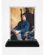 Shree Vivekananda Acrylic Car Dashboard Showpiece | Double-Sided Shree Vivekananda Photo Stand | 3 X 4 Inch Photo | Transparent Acrylic Frame With Black Base | Car Dashboard, Office & Table Decor (F71052)