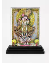 Shree Krishna Acrylic Car Dashboard Showpiece | Double-Sided Shree Krishna Photo Stand | 3 X 4 Inch Photo | Transparent Acrylic Frame With Black Base | Car Dashboard, Office & Table Decor (F71053)