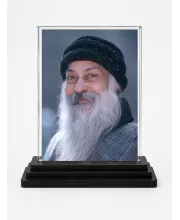 Osho Acrylic Car Dashboard Showpiece | Double-Sided Osho Photo Stand | 3 X 4 Inch Photo | Transparent Acrylic Frame With Black Base | Car Dashboard, Office & Table Decor (F71054)