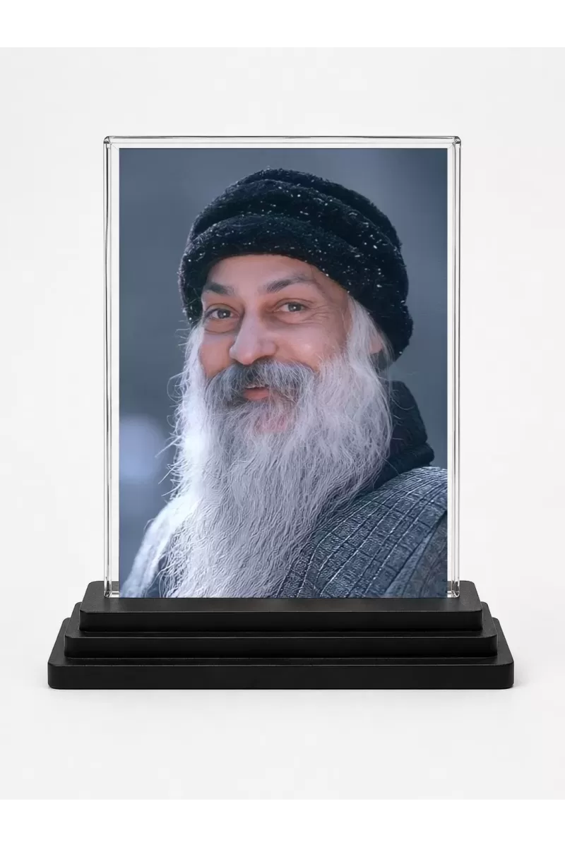 Osho Acrylic Car Dashboard Showpiece | Double-Sided Osho Photo Stand | 3 X 4 Inch Photo | Transparent Acrylic Frame With Black Base | Car Dashboard, Office & Table Decor (F71054)