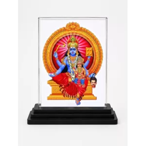Goddess Kali Acrylic Car Dashboard Showpiece | Double-Sided Goddess Kali Photo Stand | 3 X 4 Inch Photo | Transparent Acrylic Frame With Black Base | Car Dashboard, Office & Table Decor (F71055)