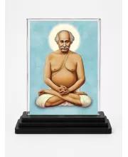 Shree Ramkrishna Acrylic Car Dashboard Showpiece | Double-Sided Shree Ramkrishna Photo Stand | 3 X 4 Inch Photo | Transparent Acrylic Frame With Black Base | Car Dashboard, Office & Table Decor (F71057)