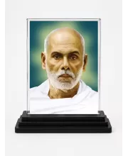 Narayan Guru Acrylic Car Dashboard Showpiece | Double-Sided Narayan Guru Photo Stand | 3 X 4 Inch Photo | Transparent Acrylic Frame With Black Base | Car Dashboard, Office & Table Decor (F71060)