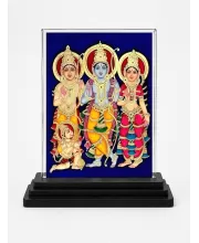 Lord Lord Rama Parivar Acrylic Car Dashboard Showpiece | Double-Sided Lord Lord Rama Parivar Photo Stand | 3 X 4 Inch Photo | Transparent Acrylic Frame With Black Base | Car Dashboard, Office & Table Decor (F71061)