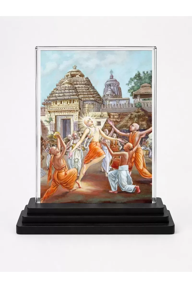 Lord Shree Krishna Acrylic Car Dashboard Showpiece | Double-Sided Lord Shree Krishna Photo Stand | 3 X 4 Inch Photo | Transparent Acrylic Frame With Black Base | Car Dashboard, Office & Table Decor (F71069)