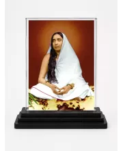 Maa Sarada Devi Acrylic Car Dashboard Showpiece | Double-Sided Maa Sarada Devi Photo Stand | 3 X 4 Inch Photo | Transparent Acrylic Frame With Black Base | Car Dashboard, Office & Table Decor (F71076)