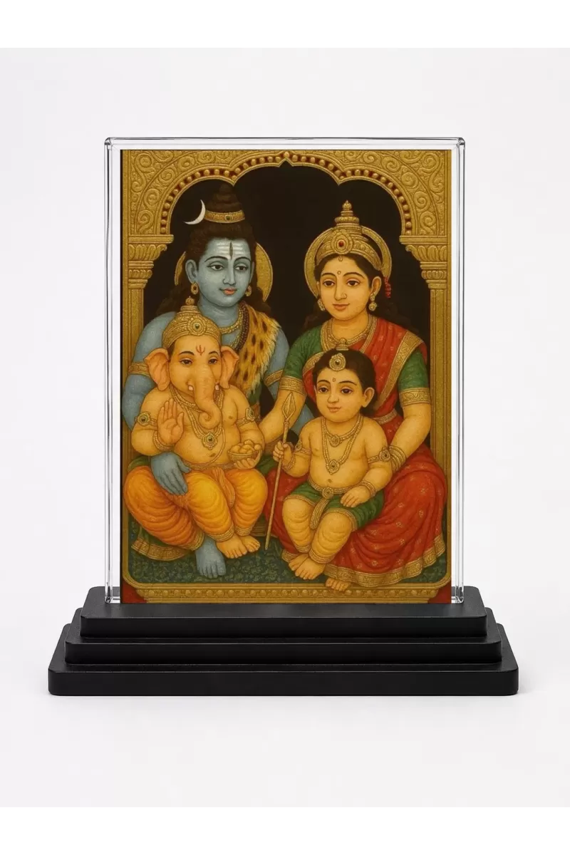 Lord Shiva Acrylic Car Dashboard Showpiece | Double-Sided Lord Shiva Photo Stand | 3 X 4 Inch Photo | Transparent Acrylic Frame With Black Base | Car Dashboard, Office & Table Decor (F71077)