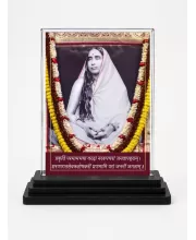 Sarada Devi Acrylic Car Dashboard Showpiece | Double-Sided Sarada Devi Photo Stand | 3 X 4 Inch Photo | Transparent Acrylic Frame With Black Base | Car Dashboard, Office & Table Decor (F71080)