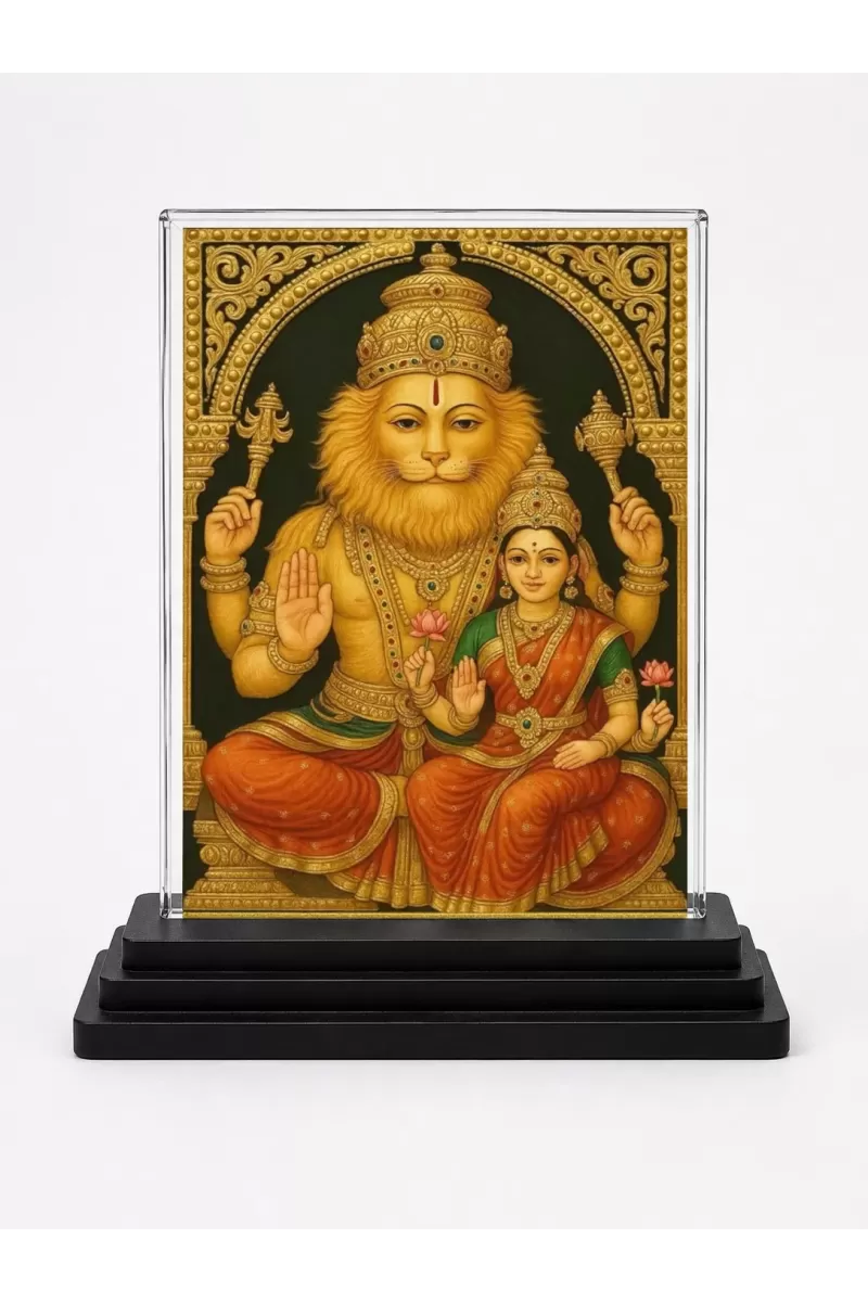 Hanuman Acrylic Car Dashboard Showpiece | Double-Sided Hanuman Photo Stand | 3 X 4 Inch Photo | Transparent Acrylic Frame With Black Base | Car Dashboard, Office & Table Decor (F71081)