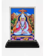Sai Baba Acrylic Car Dashboard Showpiece | Double-Sided Sai Baba Photo Stand | 3 X 4 Inch Photo | Transparent Acrylic Frame With Black Base | Car Dashboard, Office & Table Decor (F71082)