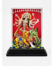 Goddess Kali Acrylic Car Dashboard Showpiece | Double-Sided Goddess Kali Photo Stand | 3 X 4 Inch Photo | Transparent Acrylic Frame With Black Base | Car Dashboard, Office & Table Decor (F71083)