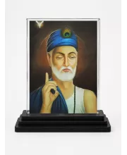 Sai Baba Acrylic Car Dashboard Showpiece | Double-Sided Sai Baba Photo Stand | 3 X 4 Inch Photo | Transparent Acrylic Frame With Black Base | Car Dashboard, Office & Table Decor (F71086)