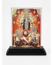 Goddess Kali Acrylic Car Dashboard Showpiece | Double-Sided Goddess Kali Photo Stand | 3 X 4 Inch Photo | Transparent Acrylic Frame With Black Base | Car Dashboard, Office & Table Decor (F71087)