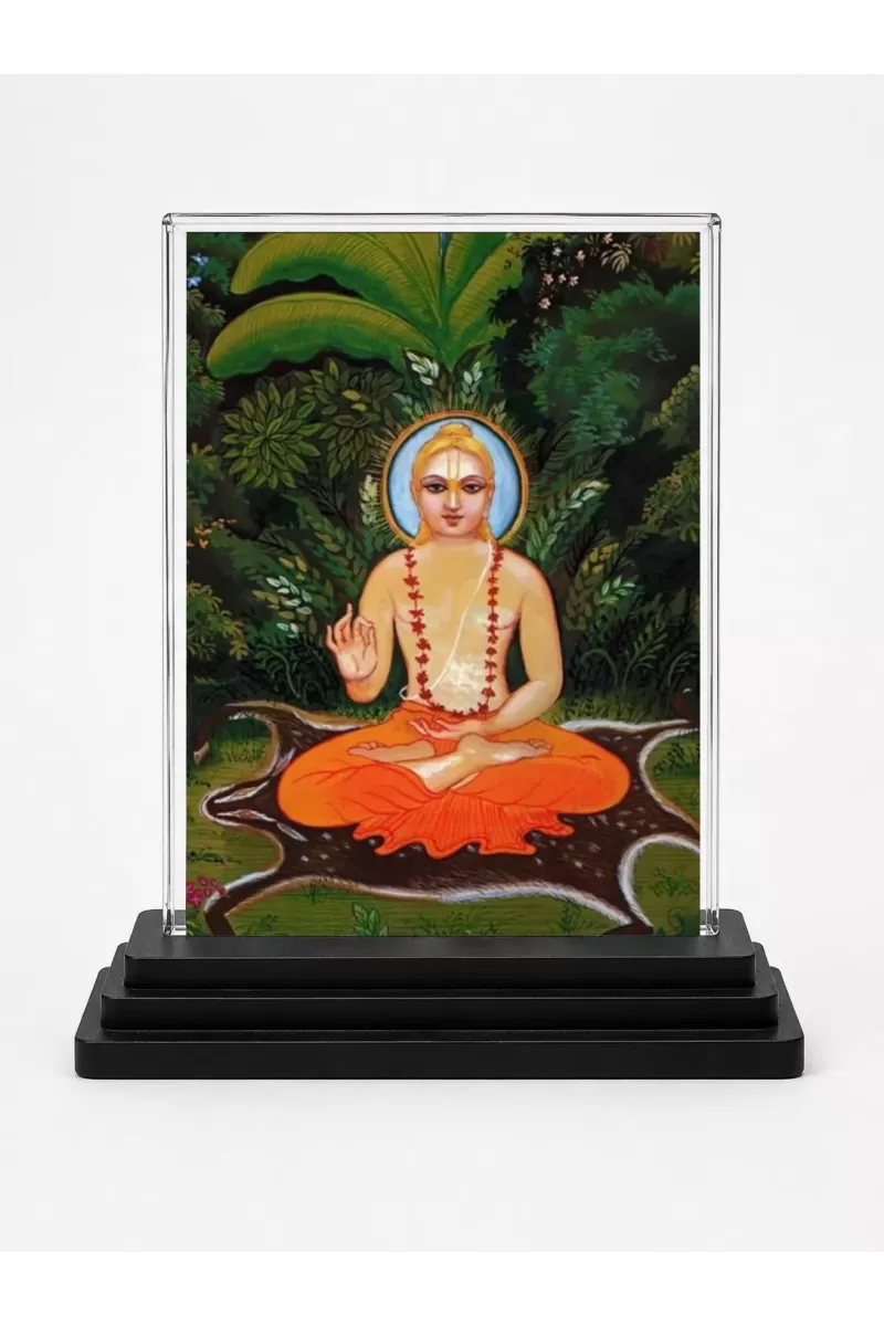 Swami Vivekananda Acrylic Car Dashboard Showpiece | Double-Sided Swami Vivekananda Photo Stand | 3 X 4 Inch Photo | Transparent Acrylic Frame With Black Base | Car Dashboard, Office & Table Decor (F71088)