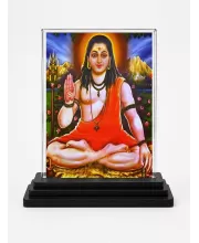 Lord Shiva Acrylic Car Dashboard Showpiece | Double-Sided Lord Shiva Photo Stand | 3 X 4 Inch Photo | Transparent Acrylic Frame With Black Base | Car Dashboard, Office & Table Decor (F71095)