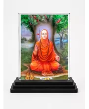 Adi Shankaracharya Acrylic Car Dashboard Showpiece | Double-Sided Adi Shankaracharya Photo Stand | 3 X 4 Inch Photo | Transparent Acrylic Frame With Black Base | Car Dashboard, Office & Table Decor (F71098)