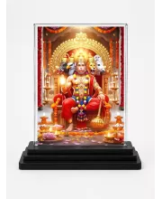 Hanuman Acrylic Car Dashboard Showpiece | Double-Sided Hanuman Photo Stand | 3 X 4 Inch Photo | Transparent Acrylic Frame With Black Base | Car Dashboard, Office & Table Decor (F71102)