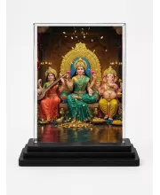 Lord Ganesha Acrylic Car Dashboard Showpiece | Double-Sided Lord Ganesha Photo Stand | 3 X 4 Inch Photo | Transparent Acrylic Frame With Black Base | Car Dashboard, Office & Table Decor (F71103)
