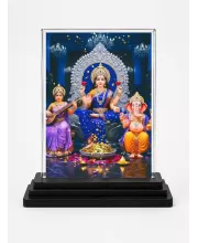 Lord Ganesha Acrylic Car Dashboard Showpiece | Double-Sided Lord Ganesha Photo Stand | 3 X 4 Inch Photo | Transparent Acrylic Frame With Black Base | Car Dashboard, Office & Table Decor (F71106)