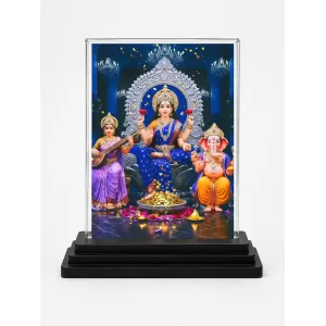 Lord Ganesha Acrylic Car Dashboard Showpiece | Double-Sided Lord Ganesha Photo Stand | 3 X 4 Inch Photo | Transparent Acrylic Frame With Black Base | Car Dashboard, Office & Table Decor (F71106)