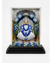 Sai Baba Acrylic Car Dashboard Showpiece | Double-Sided Sai Baba Photo Stand | 3 X 4 Inch Photo | Transparent Acrylic Frame With Black Base | Car Dashboard, Office & Table Decor (F71118)