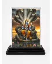 Vishnu Acrylic Car Dashboard Showpiece | Double-Sided Vishnu Photo Stand | 3 X 4 Inch Photo | Transparent Acrylic Frame With Black Base | Car Dashboard, Office & Table Decor (F71119)