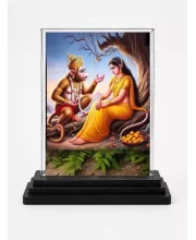 Hanuman Acrylic Car Dashboard Showpiece | Double-Sided Hanuman Photo Stand | 3 X 4 Inch Photo | Transparent Acrylic Frame With Black Base | Car Dashboard, Office & Table Decor (F71120)