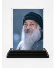 Osho Acrylic Car Dashboard Showpiece | Double-Sided Osho Photo Stand | 3 X 4 Inch Photo | Transparent Acrylic Frame With Black Base | Car Dashboard, Office & Table Decor (F71121)